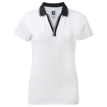 FootJoy Pique V Neck Ladies Polo - White / Charcoal - main image